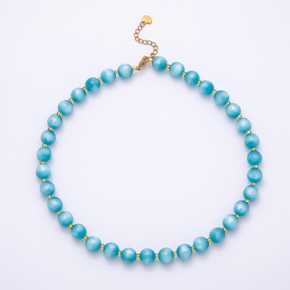 Stainless Steel 10mm Colorful Round Beaded Geometric Resin 16 Inch Necklace w. Extender Jewelry Accessory | WA-04523