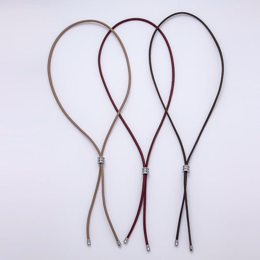 Dainty 5mm Leather Bolo Slide Adjustable 31 Inch Lariat Necklace Cord Choker Trendy Fashion Accessory | WA-04589