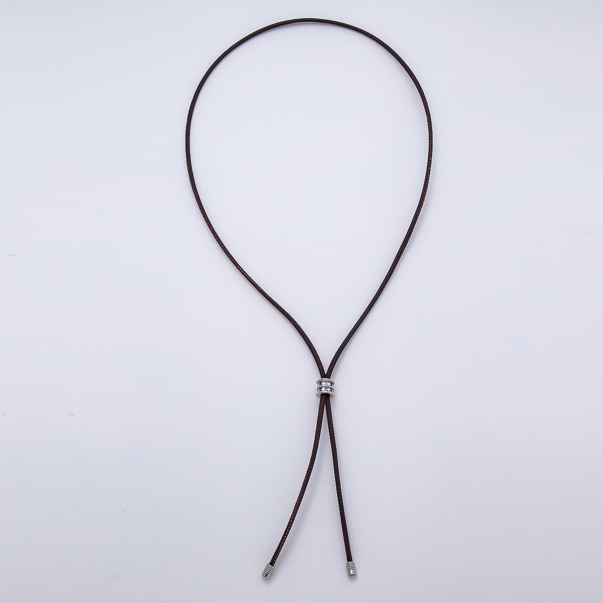 Dainty 5mm Leather Bolo Slide Adjustable 31 Inch Lariat Necklace Cord Choker Trendy Fashion Accessory | WA-04589