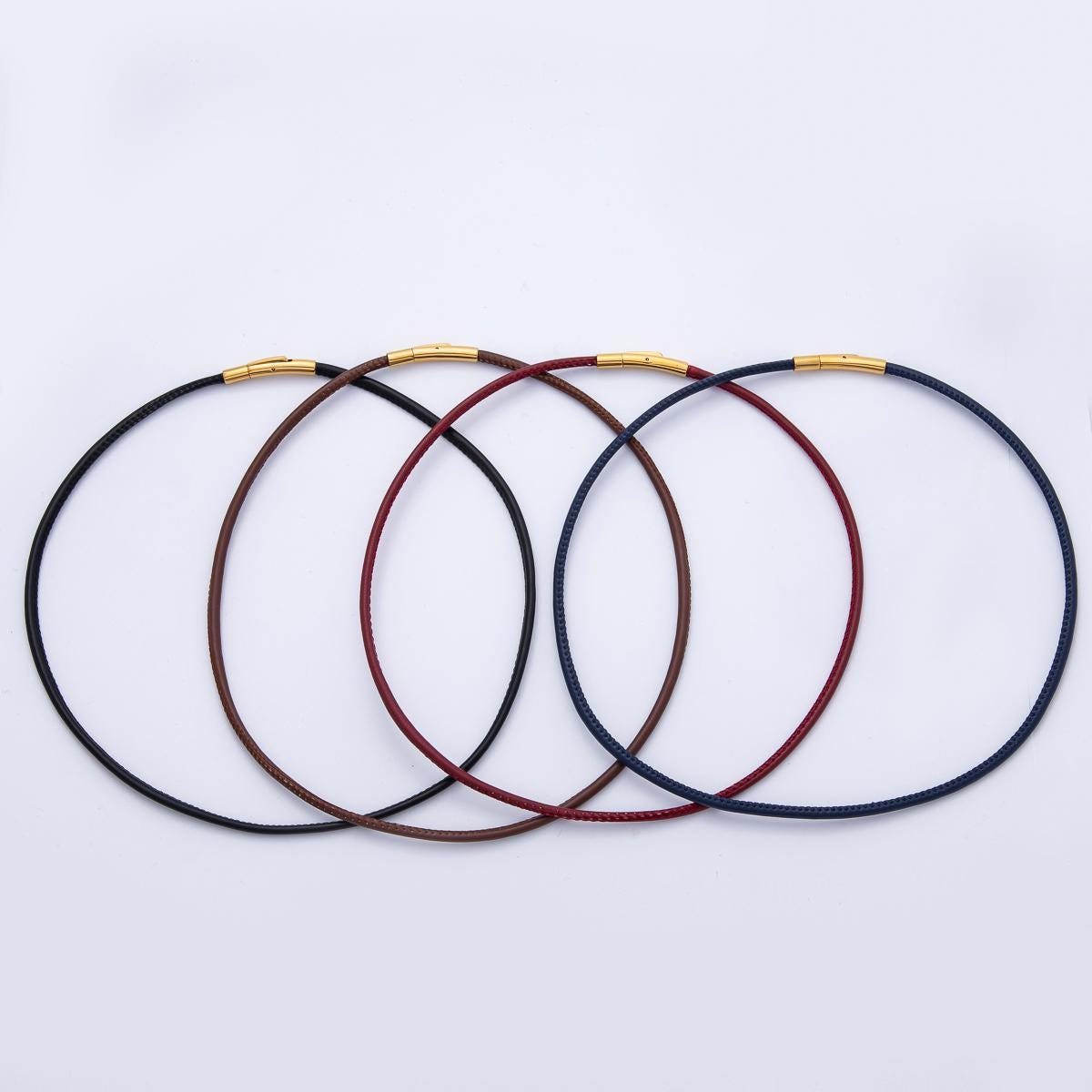 18K Gold Filled 4mm Black, Brown, Red, Blue Fall Faux Leather Cord 19 Inch Necklace Trendy Fashion Accessory | WA-3853