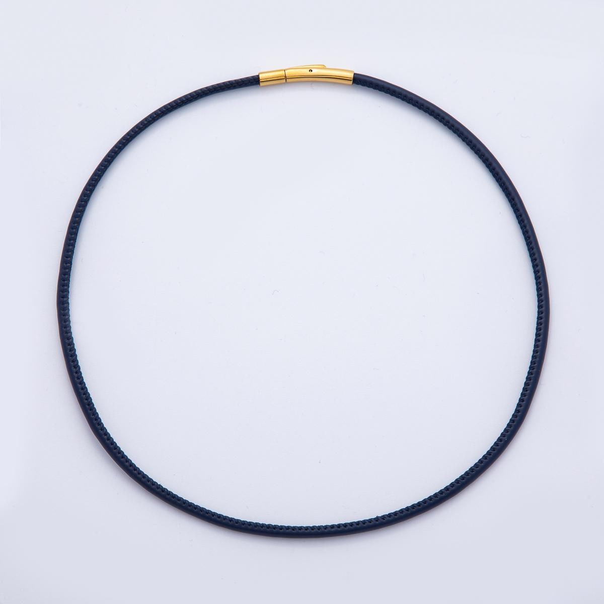 18K Gold Filled 4mm Black, Brown, Red, Blue Fall Faux Leather Cord 19 Inch Necklace Trendy Fashion Accessory | WA-3853