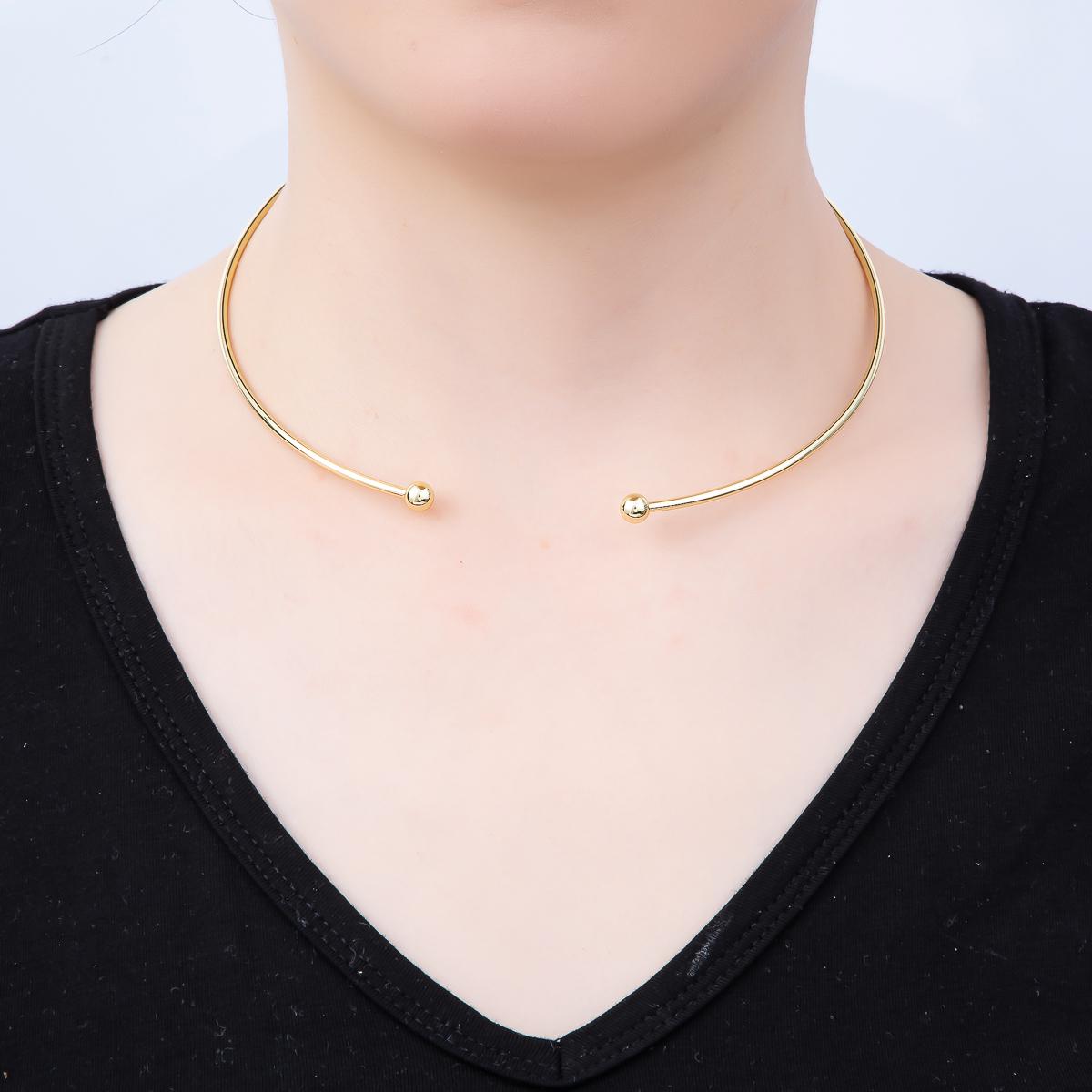 16k Gold Filled 133mm NEW DESIGN Cuff Necklace Wire Choker Charm Holder Elegant diy Supply for custom Jewelry | WA-4480