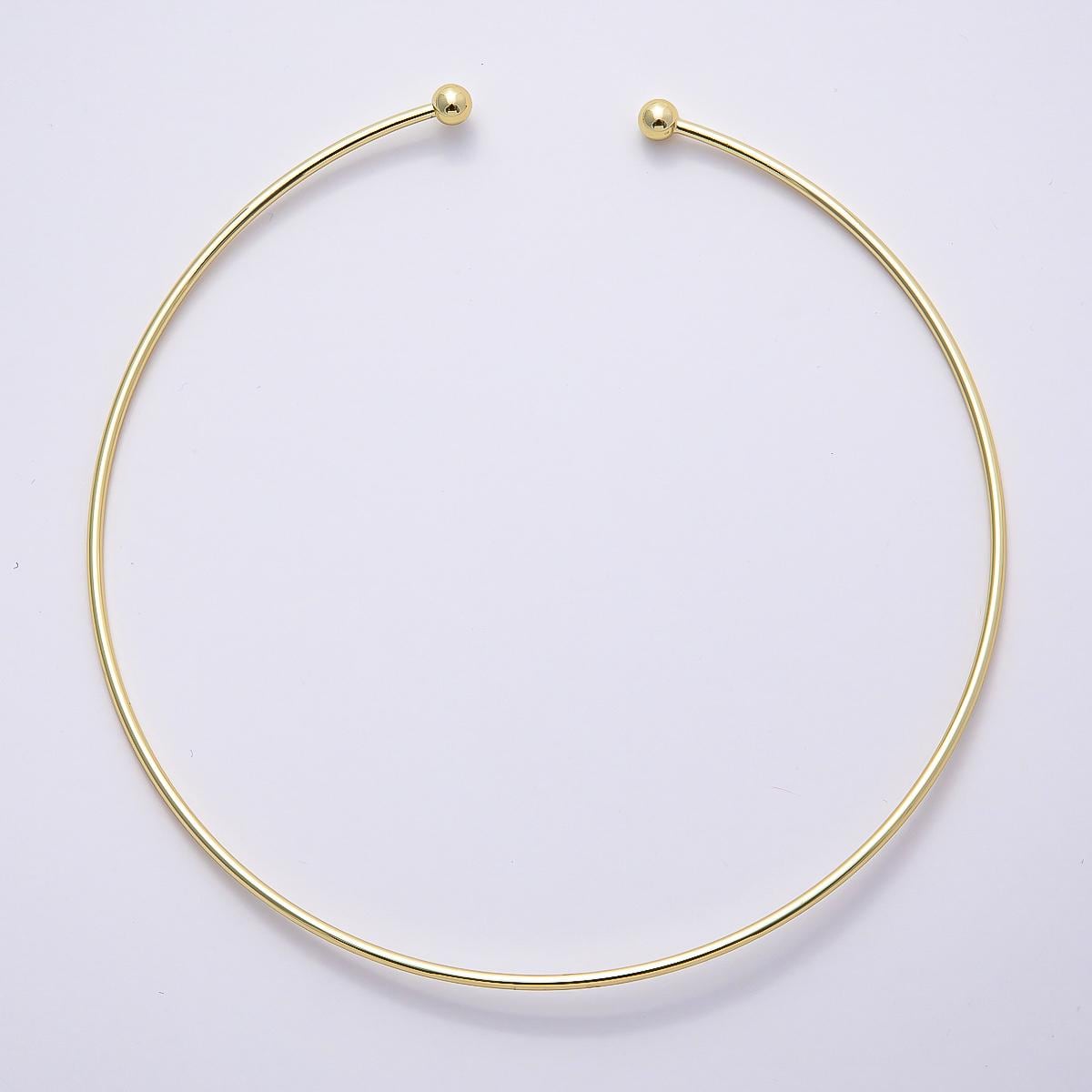16k Gold Filled 133mm NEW DESIGN Cuff Necklace Wire Choker Charm Holder Elegant diy Supply for custom Jewelry | WA-4480