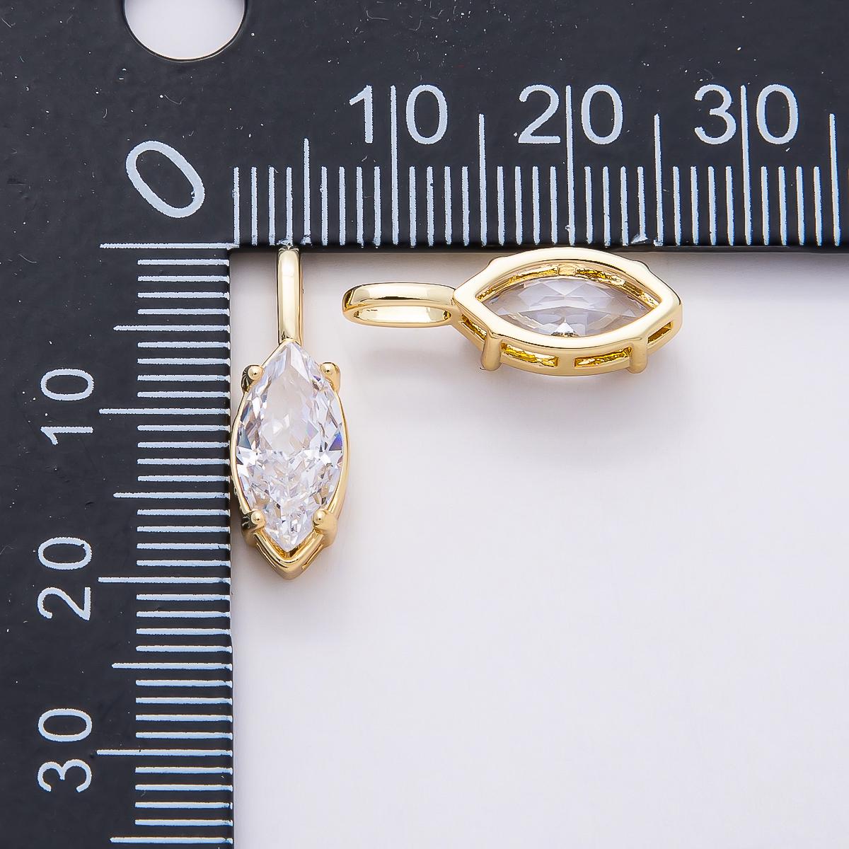16k Gold Filled 19mm CZ Marquise Charm Clear Crystal Oval Pendant for DIY Necklace Earrings Elegant Jewelry Making Supply | CHARMS-00824