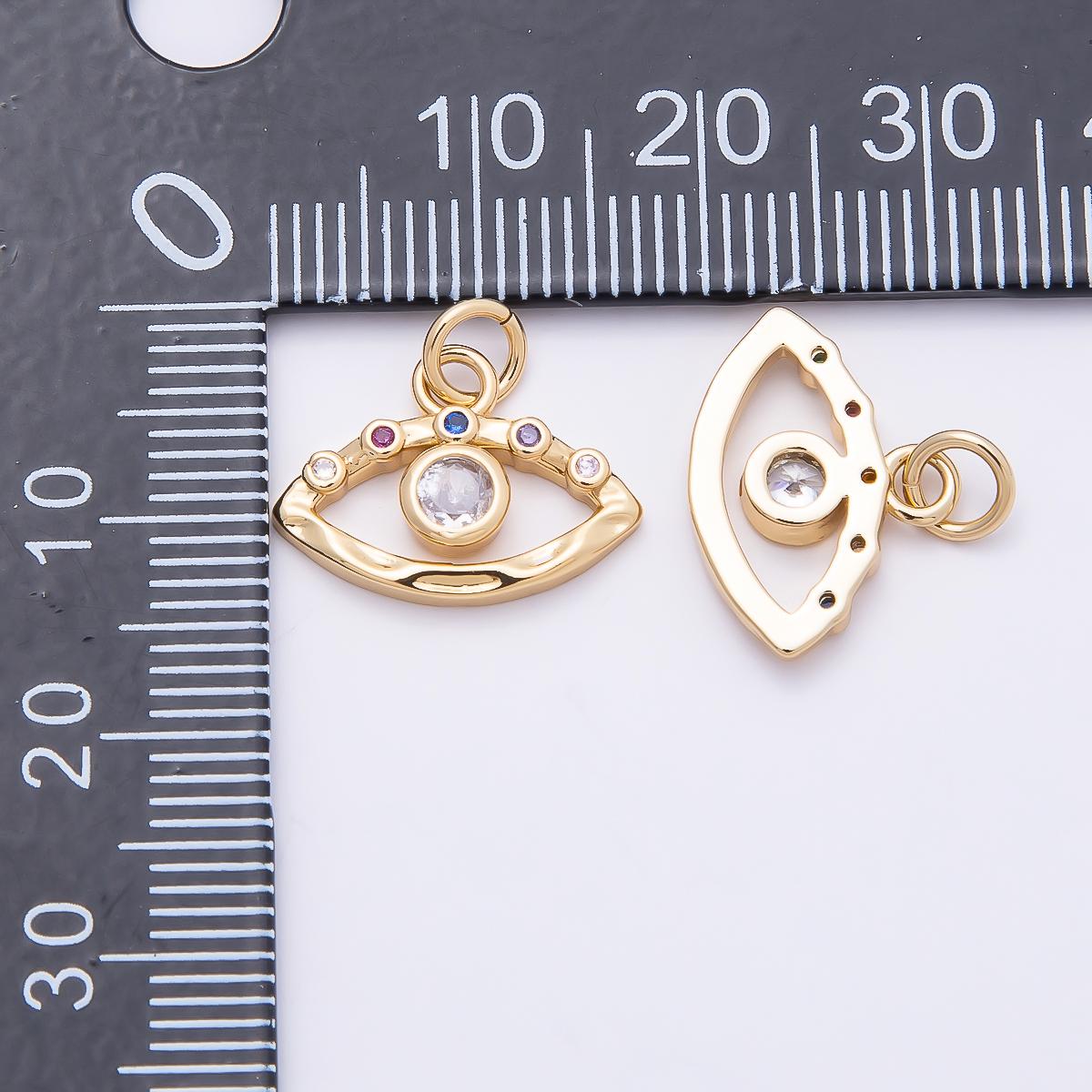 Mini Gold Filled Evil Eye Charm Pink CZ Charm for Bracelet Earring Necklace CHARMS-00863