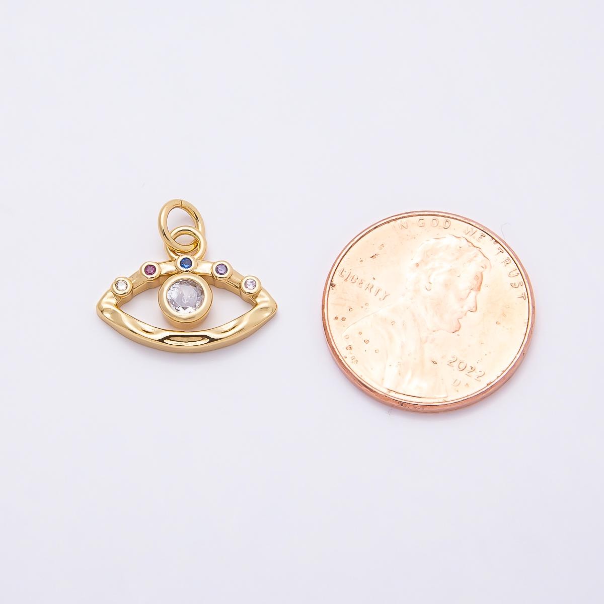Mini Gold Filled Evil Eye Charm Pink CZ Charm for Bracelet Earring Necklace CHARMS-00863