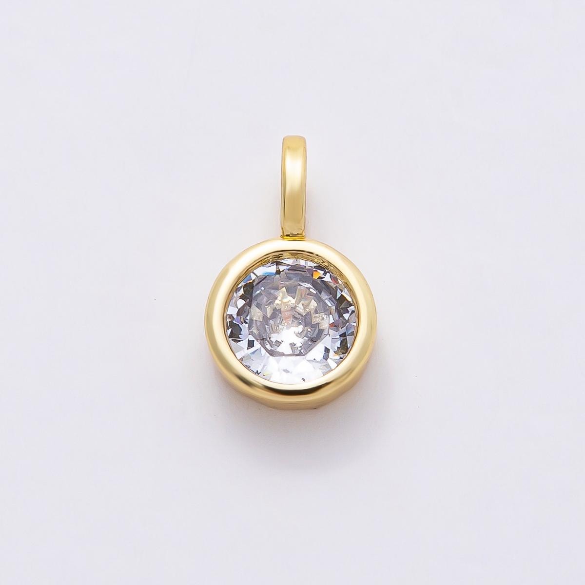 Mini 14k gold filled Clear Cz Eye Oval Teardrop Round Heart bezel Charm Geometric pendant for Drop Jewelry Collar Cord Necklace | Charms-835