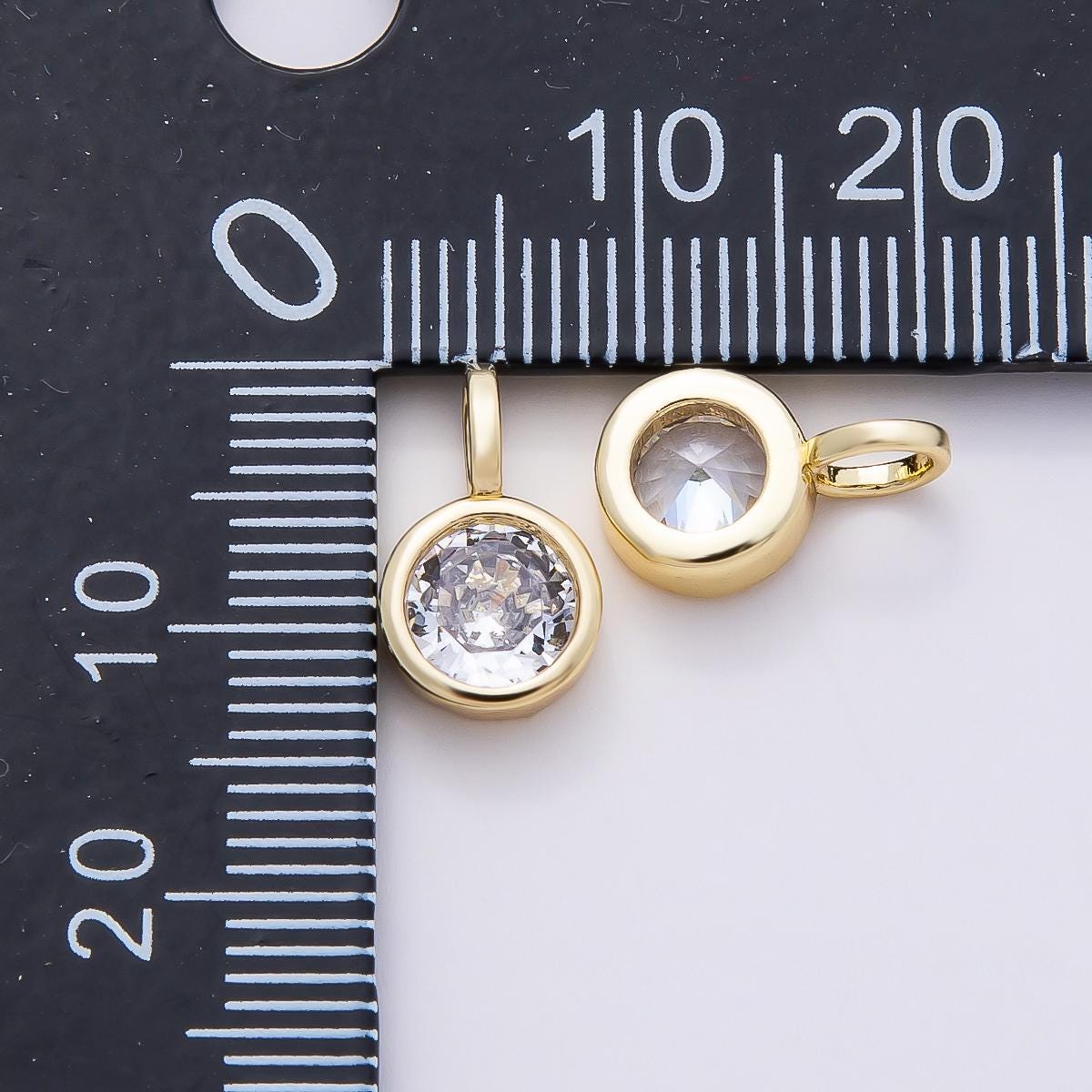 Mini 14k gold filled Clear Cz Eye Oval Teardrop Round Heart bezel Charm Geometric pendant for Drop Jewelry Collar Cord Necklace | Charms-835