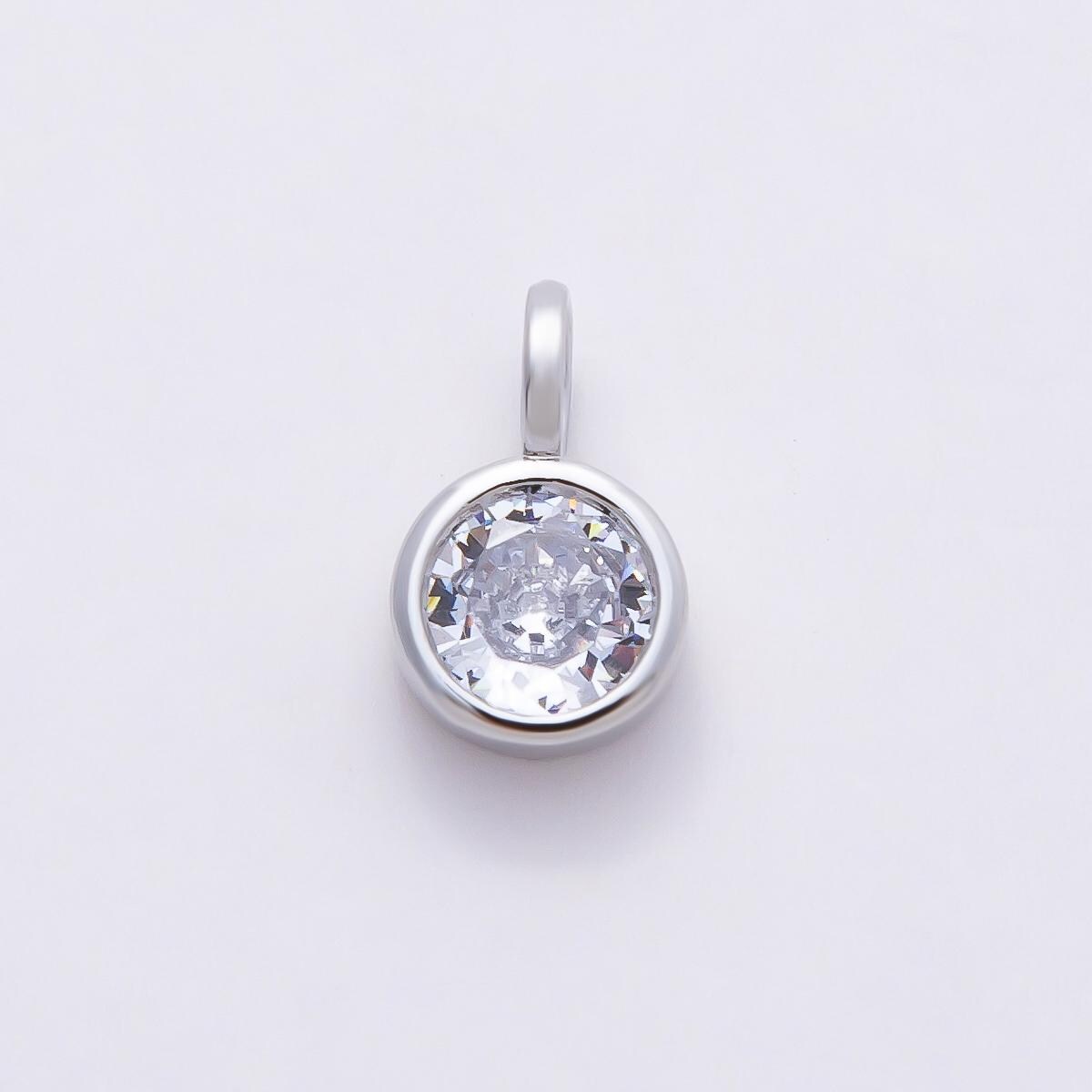 Mini 14k gold filled Clear Cz Eye Oval Teardrop Round Heart bezel Charm Geometric pendant for Drop Jewelry Collar Cord Necklace | Charms-835