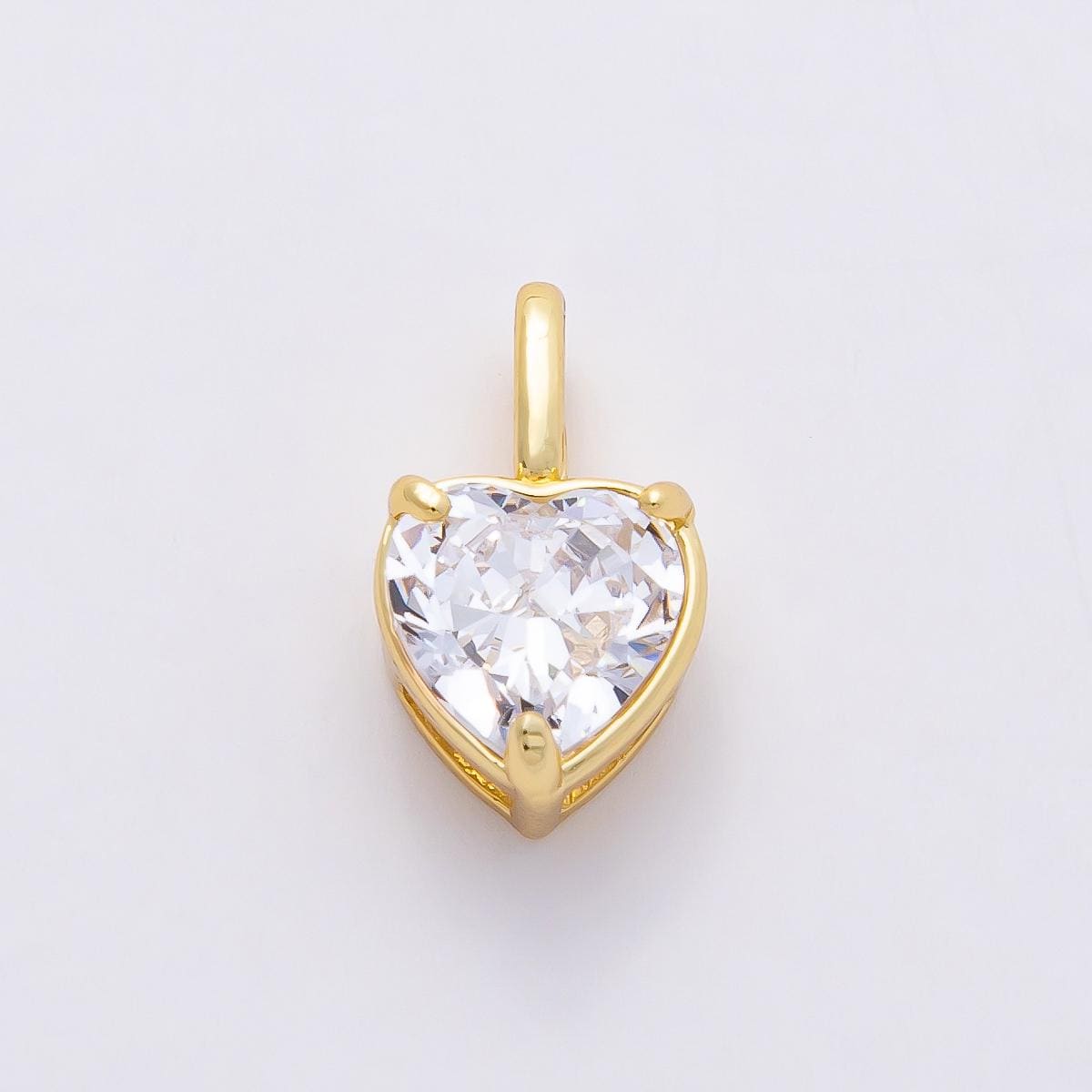 16k Gold Filled 15mm Heart Zirconia Charm Clear Crystal Love Pendant for DIY Necklace Earrings Bridal Jewelry Making Finding | CHARMS-00823