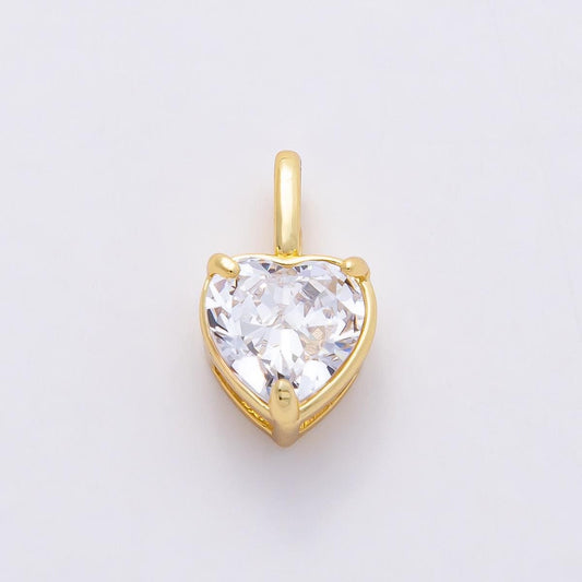 16k Gold Filled 15mm Heart Zirconia Charm Clear Crystal Love Pendant for DIY Necklace Earrings Bridal Jewelry Making Finding | CHARMS-00823