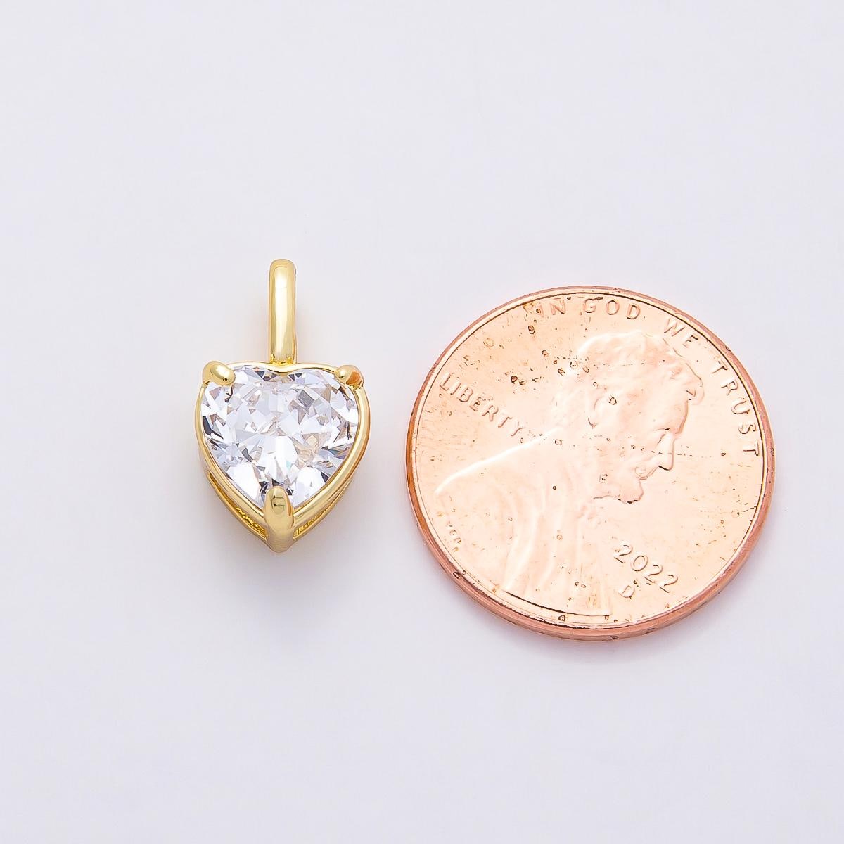 16k Gold Filled 15mm Heart Zirconia Charm Clear Crystal Love Pendant for DIY Necklace Earrings Bridal Jewelry Making Finding | CHARMS-00823