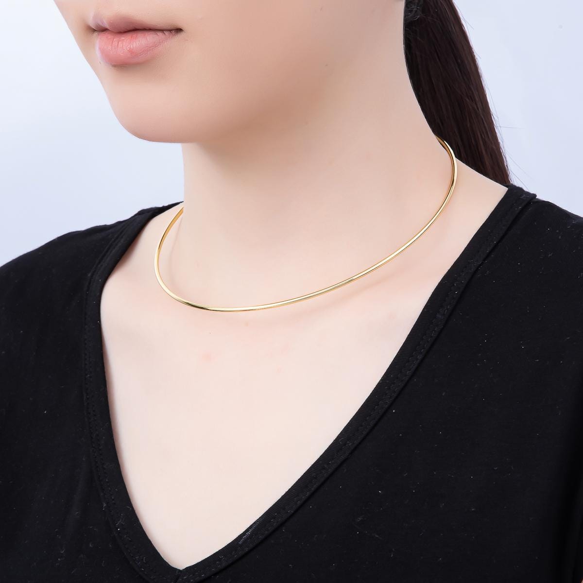 Minimalist 14k Gold Filled Choker Necklace Cuff Necklace for Personalized Charm Beads Jewelry WA-4443