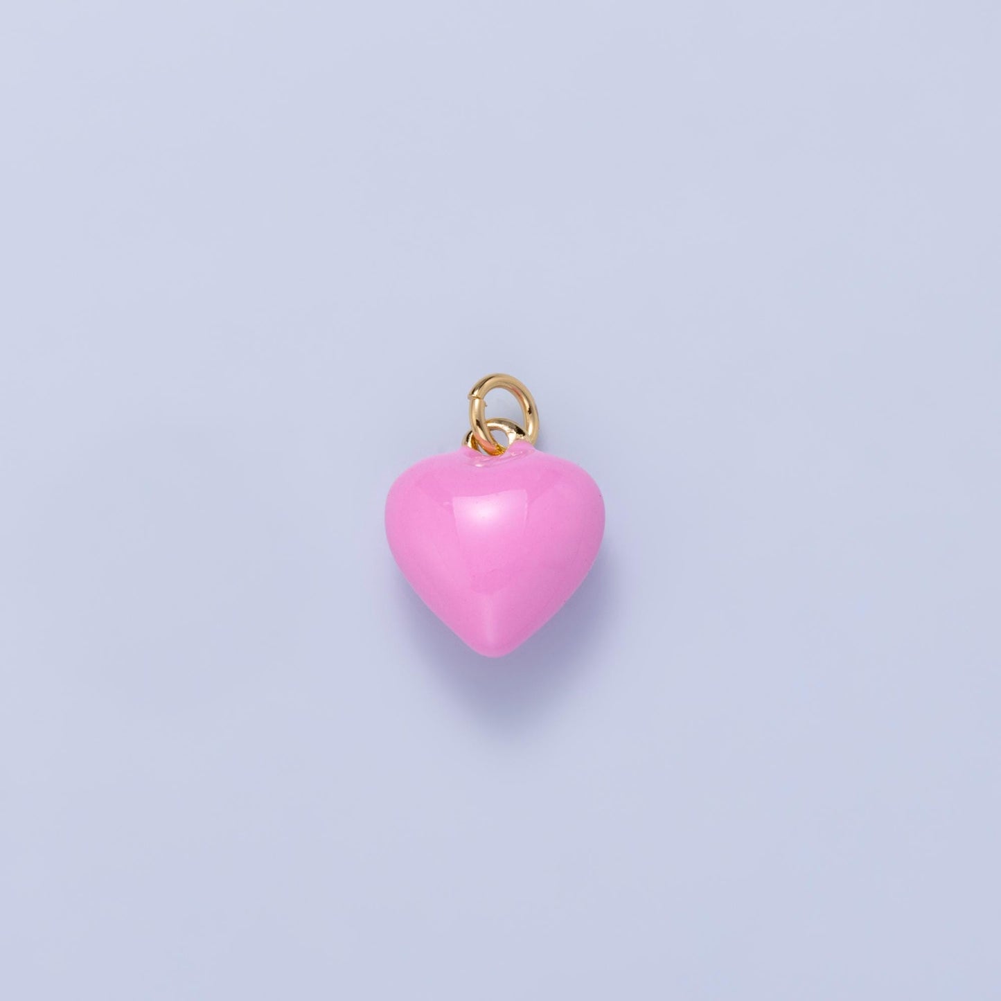 24K Gold Filled 14mm Pink Enamel Chubby Heart Charm Romantic Pendant DIY Jewelry Making Supply for custom Necklace Bracelet | Charms-00937