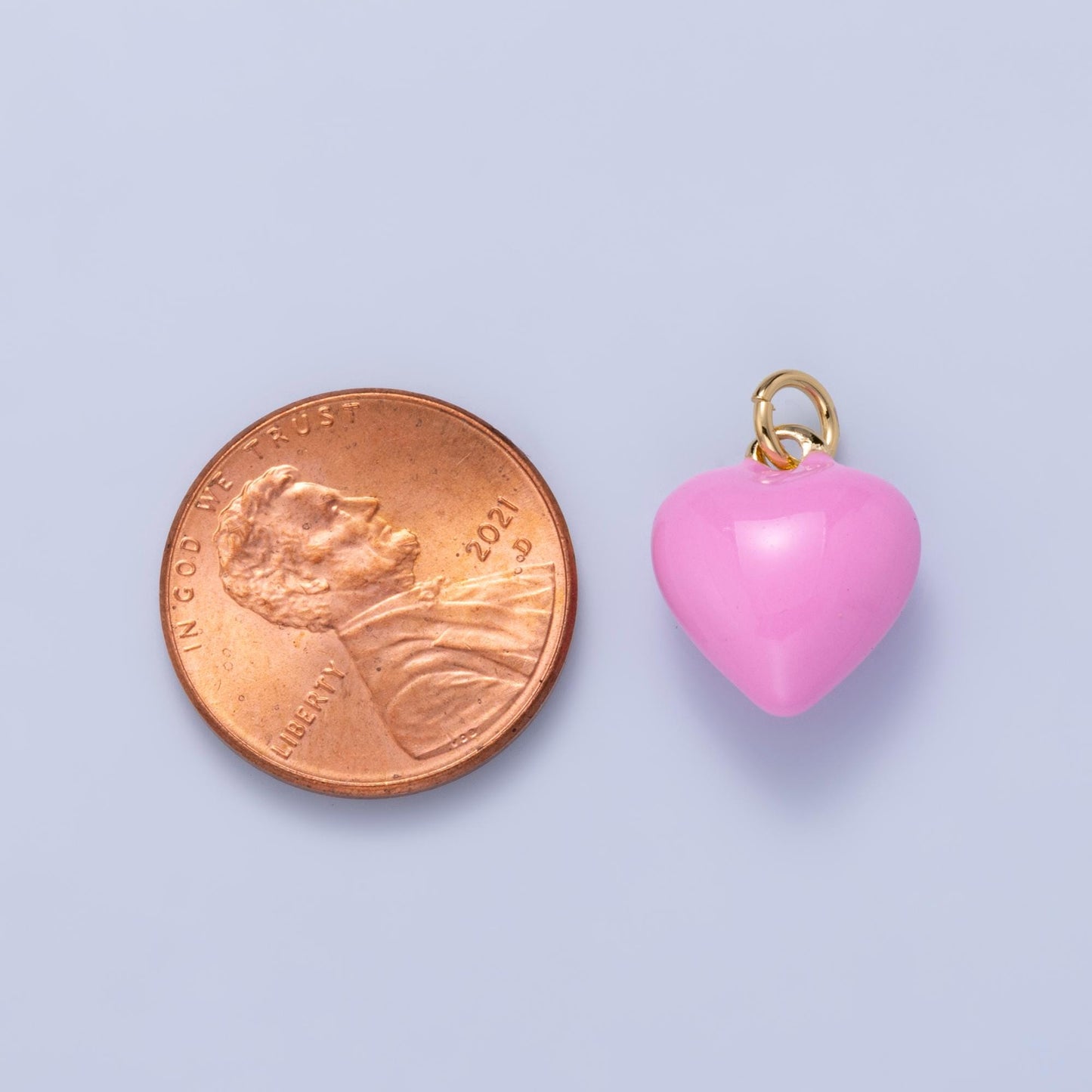 24K Gold Filled 14mm Pink Enamel Chubby Heart Charm Romantic Pendant DIY Jewelry Making Supply for custom Necklace Bracelet | Charms-00937