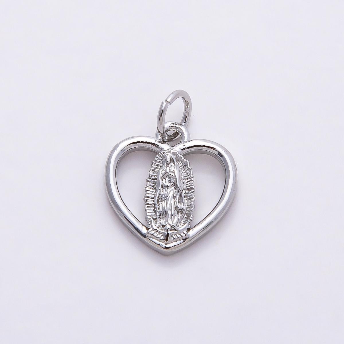 16k Gold Filled 13mm Our Lady of Guadalupe Heart Charm Virgin Mary Catholic Pendant Religious Faith Jewelry Necklace Bracelet | CHARMS-00850