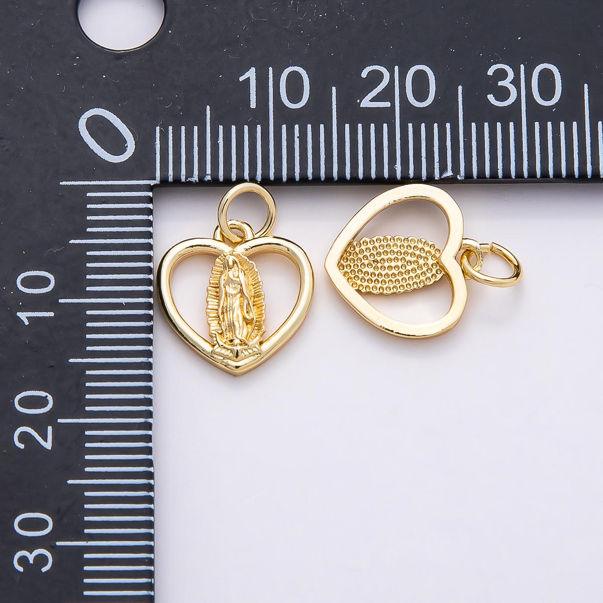 16k Gold Filled 13mm Our Lady of Guadalupe Heart Charm Virgin Mary Catholic Pendant Religious Faith Jewelry Necklace Bracelet | CHARMS-00850