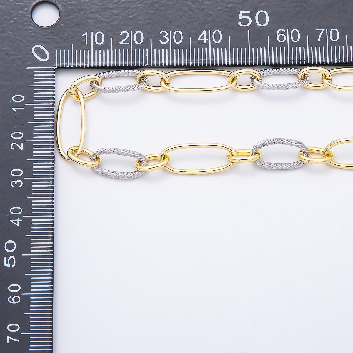 Mixed Metal Paperclip Chain by Yard Gold Filled Two Tone Link Wholesale Bulk DIY Jewelry Supply for custom necklace and bracelet | ROLL-1877