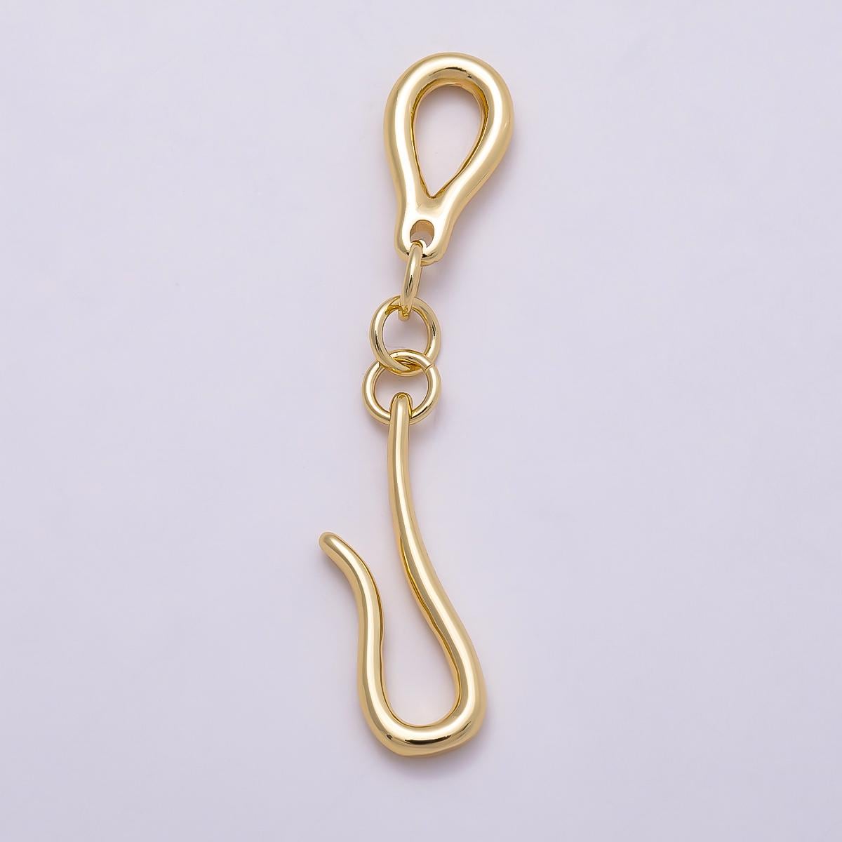 16k Gold Filled 23mm Gold Fish Hook Pendant Charm Dainty Fishhook Clasp Connectors Minimalist Craft Jewelry Making Supply | FINDINGS-00170