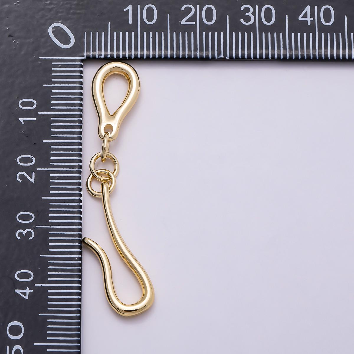16k Gold Filled 23mm Gold Fish Hook Pendant Charm Dainty Fishhook Clasp Connectors Minimalist Craft Jewelry Making Supply | FINDINGS-00170