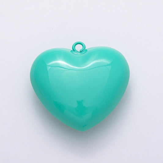 40mm Pastel Teal Heart Pendant Large Acrylic Puffy Heart Charm DIY Summer Jewelry Supply for custom Necklace | CHARMS-00847