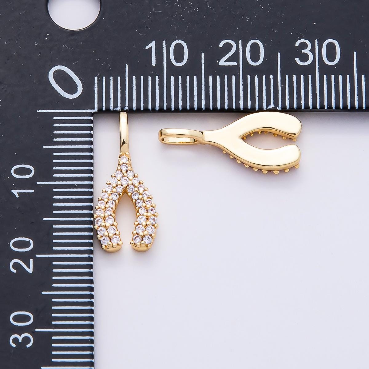 16k Gold Filled 19mm Wishbone Charm CZ Pave Lucky Pendant Dainty Jewelry Findings DIY Jewelry Making Supply Birthday Gift | CHARMS-00848
