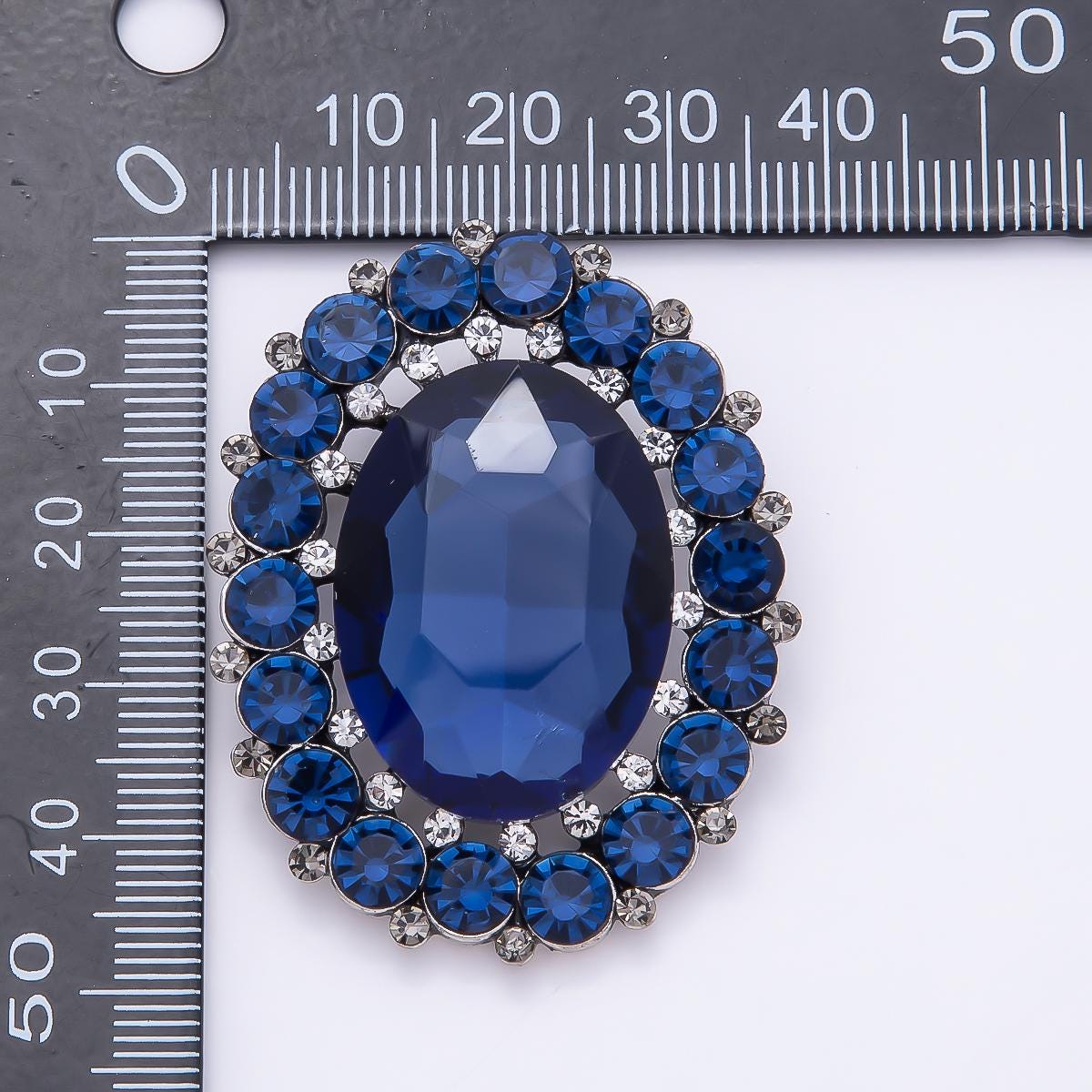 Elegant Oval Crystal 47mm Brooch Rhinestone Halo Pin Royal Wedding Lapel Pin Fashion Accessory for Coats Bags and Scarves | BH-136