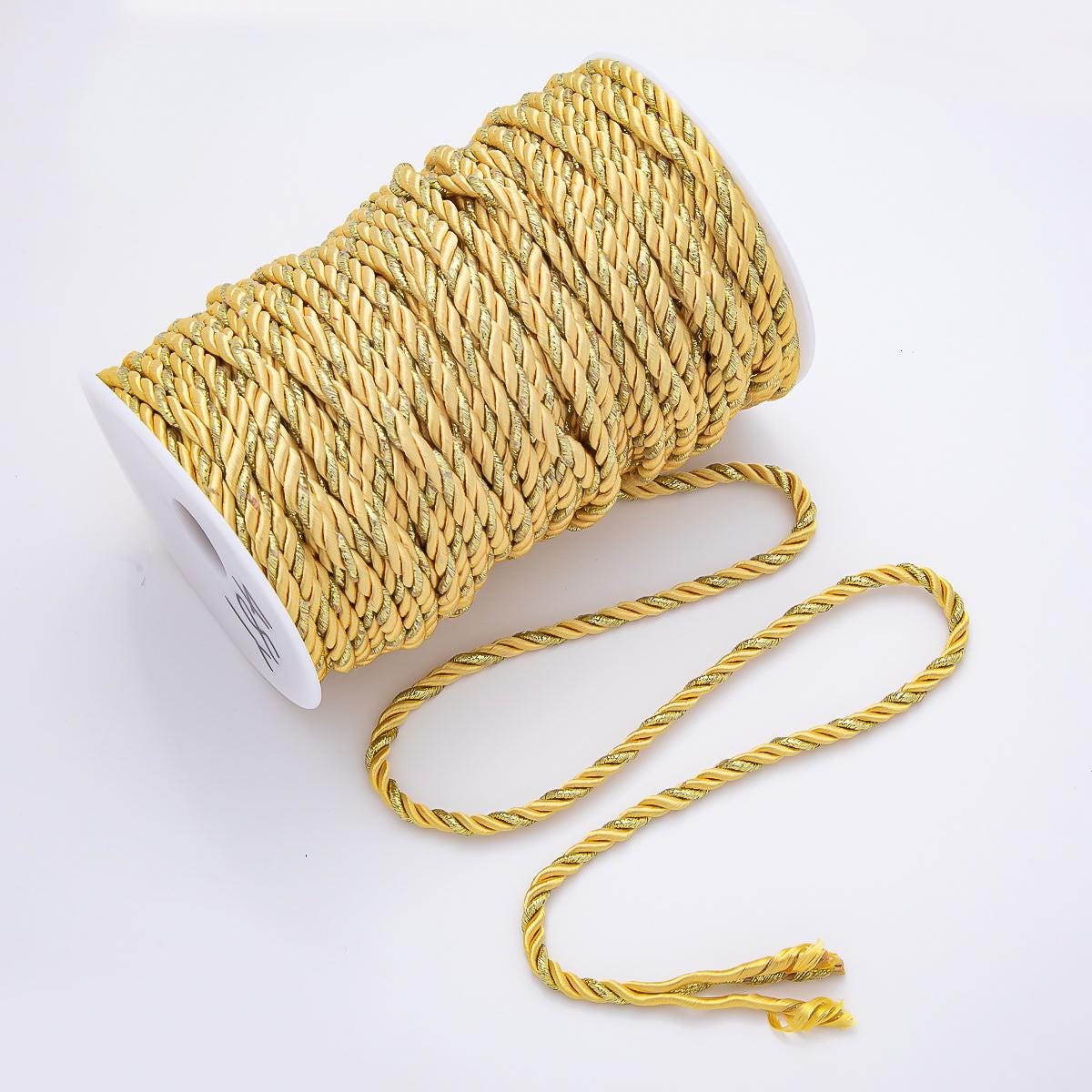 5mm Gold and Yellow Twisted Cord Paracord Unfinished Chain by Yard DIY Jewelry Making Supply for custom Necklace or Bracelet | Roll-01876