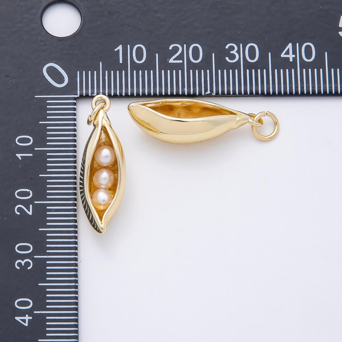 16K Gold Filled 24mm Shell Pearl Pea Pod 3D Multidimensional Charm DIY Jewelry Making Finding custom Necklace Gift for Her | Charms-00956
