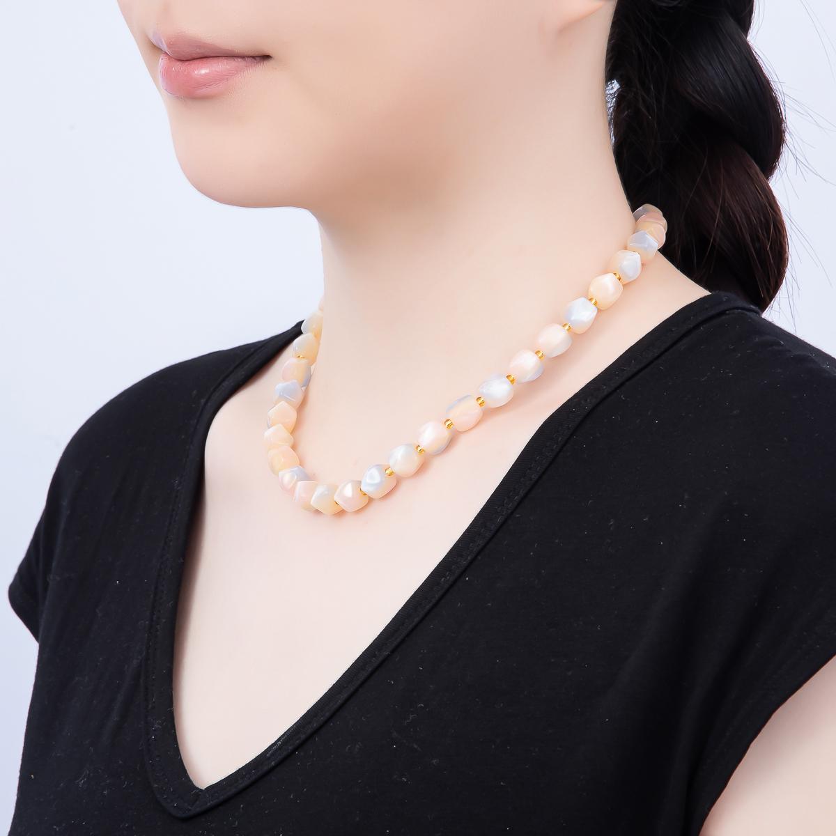 Summer Colorful Candy Beaded handmade Necklace Chunky Bead Gold Stainless Steel necklace Tarnish Free | WA-4524