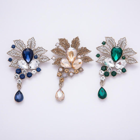 Crystal Bridal Brooch Pin 80mm Floral Rhinestone Statement Piece for Wedding Jewelry Gift for Coats Bags Scarves | BH-147
