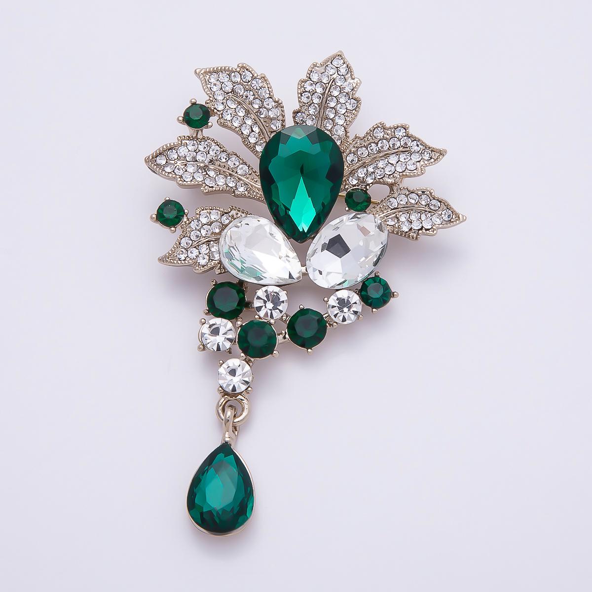 Crystal Bridal Brooch Pin 80mm Floral Rhinestone Statement Piece for Wedding Jewelry Gift for Coats Bags Scarves | BH-147