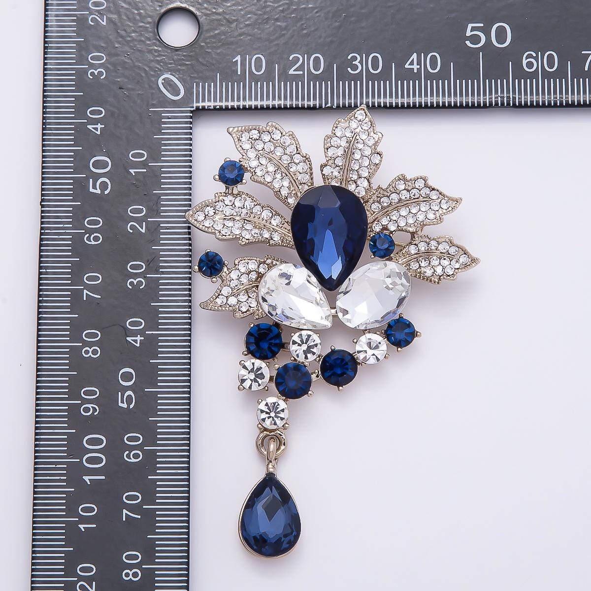 Crystal Bridal Brooch Pin 80mm Floral Rhinestone Statement Piece for Wedding Jewelry Gift for Coats Bags Scarves | BH-147