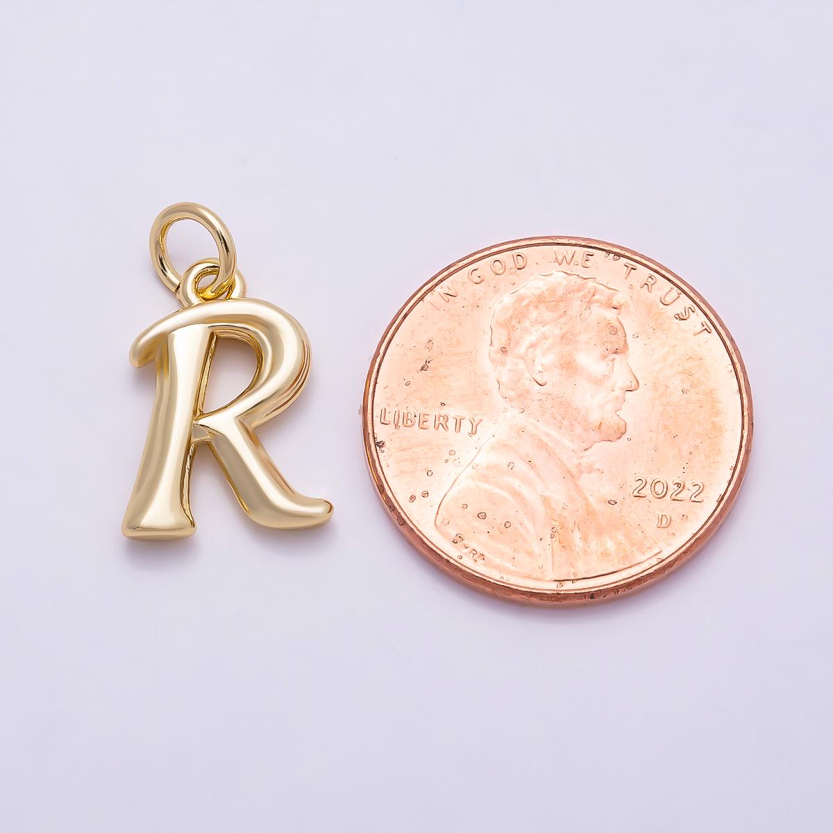 16k Gold Filled 14mm Initial Alphabet Bubble Charms Puffy Letter Pendant DIY Jewelry Making Supplies custom Necklace Bracelet | CHARMS-00908