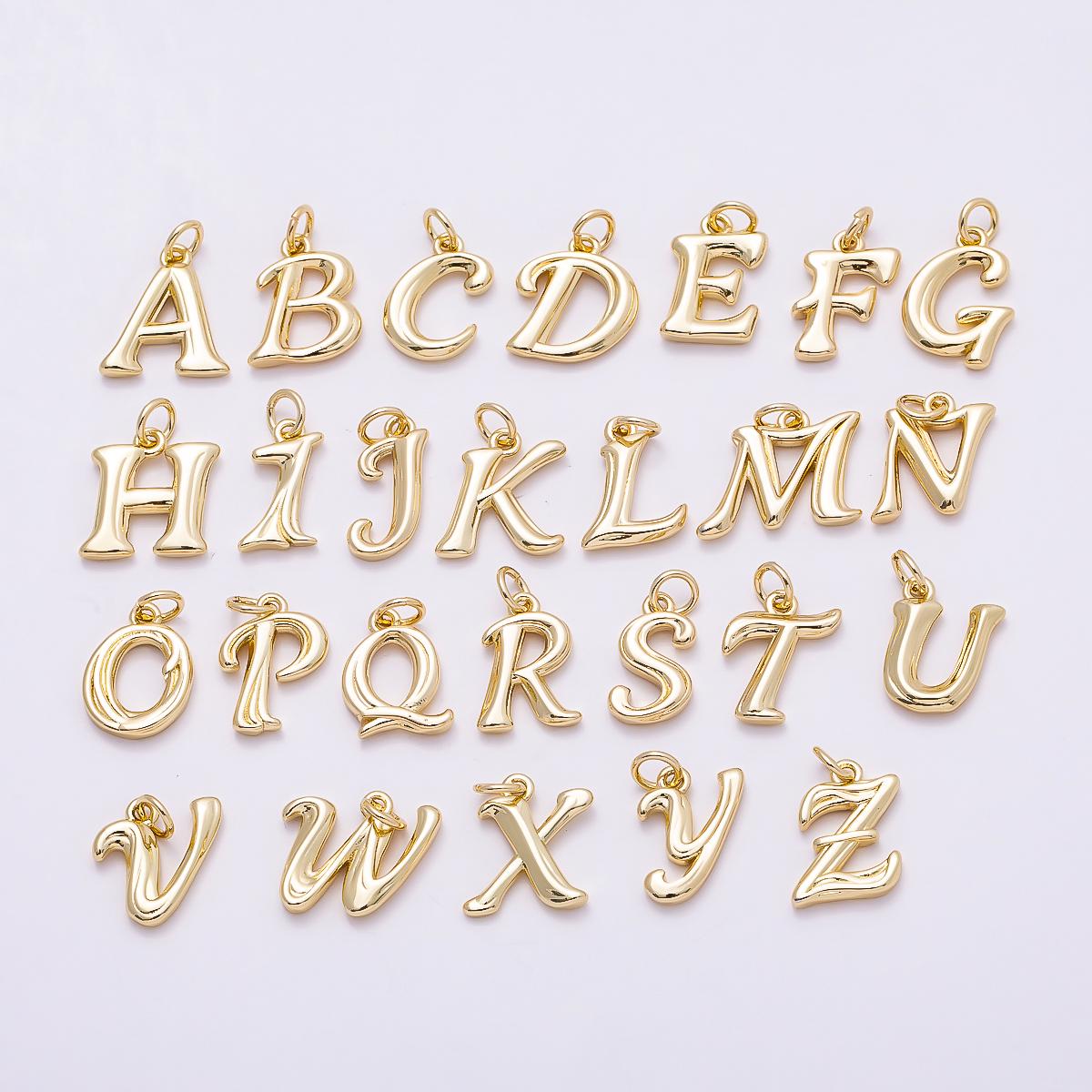 16k Gold Filled 14mm Initial Alphabet Bubble Charms Puffy Letter Pendant DIY Jewelry Making Supplies custom Necklace Bracelet | CHARMS-00908