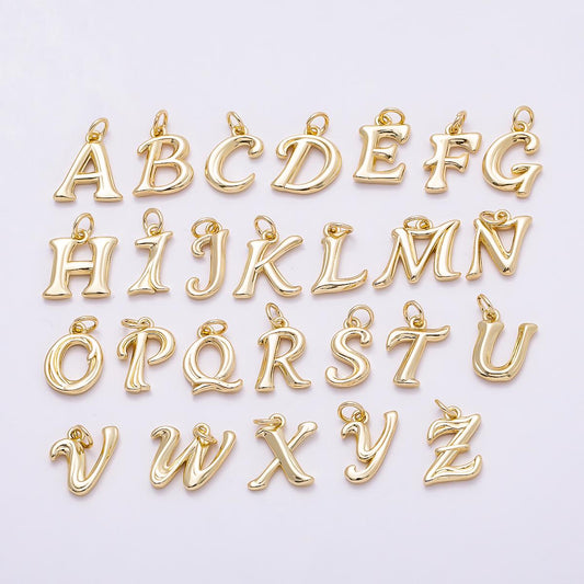 16k Gold Filled 14mm Initial Alphabet Bubble Charms Puffy Letter Pendant DIY Jewelry Making Supplies custom Necklace Bracelet | CHARMS-00908