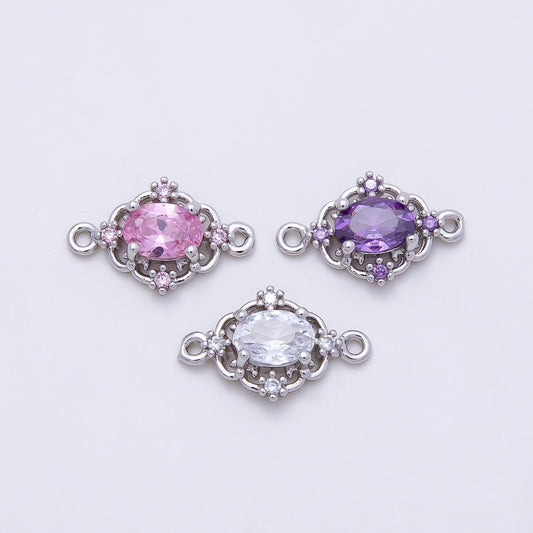Silver Color Pave Charm Connector Vintage Inspired for bracelet necklace link connector | CONNECTORS-00023