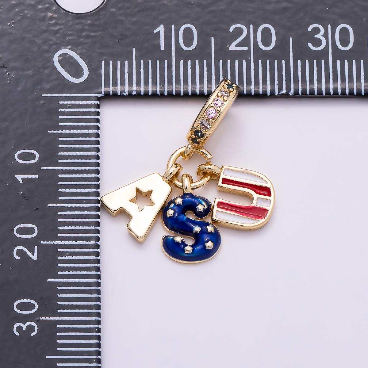 18K gold filled USA rondelle bail drop pendant for 4th of July / Soccer Tournament Bracelet Necklace | CHARMS-962