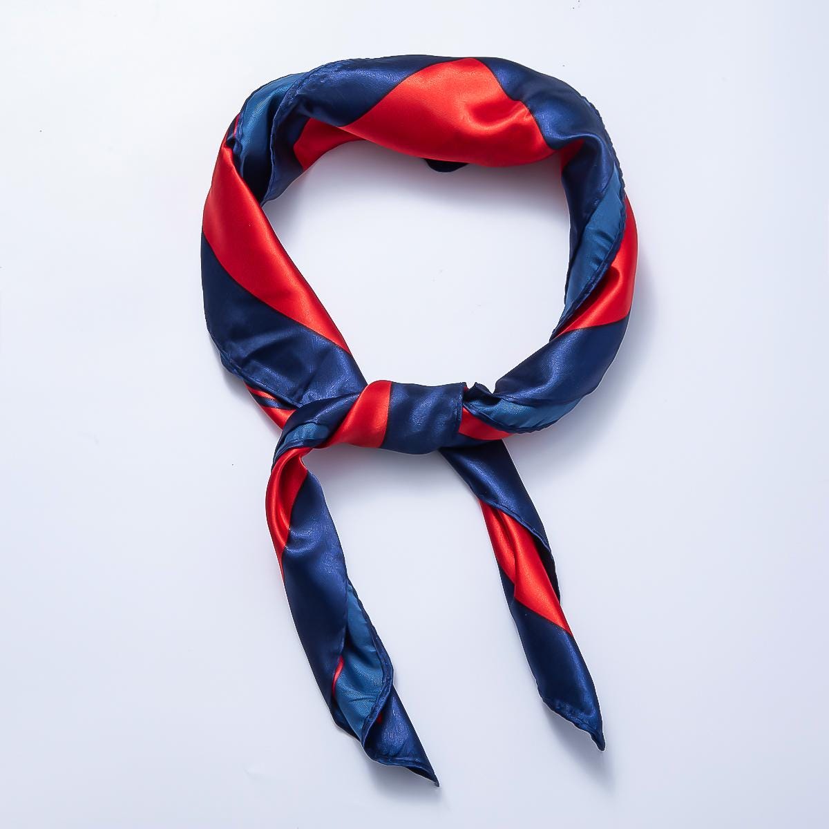 Patriotic Satin Scarf American Flag Bandana 4th of July Neckwear Red White Blue Headscarf Striped Silk Feel Neckerchief Ribbon | WA-4626