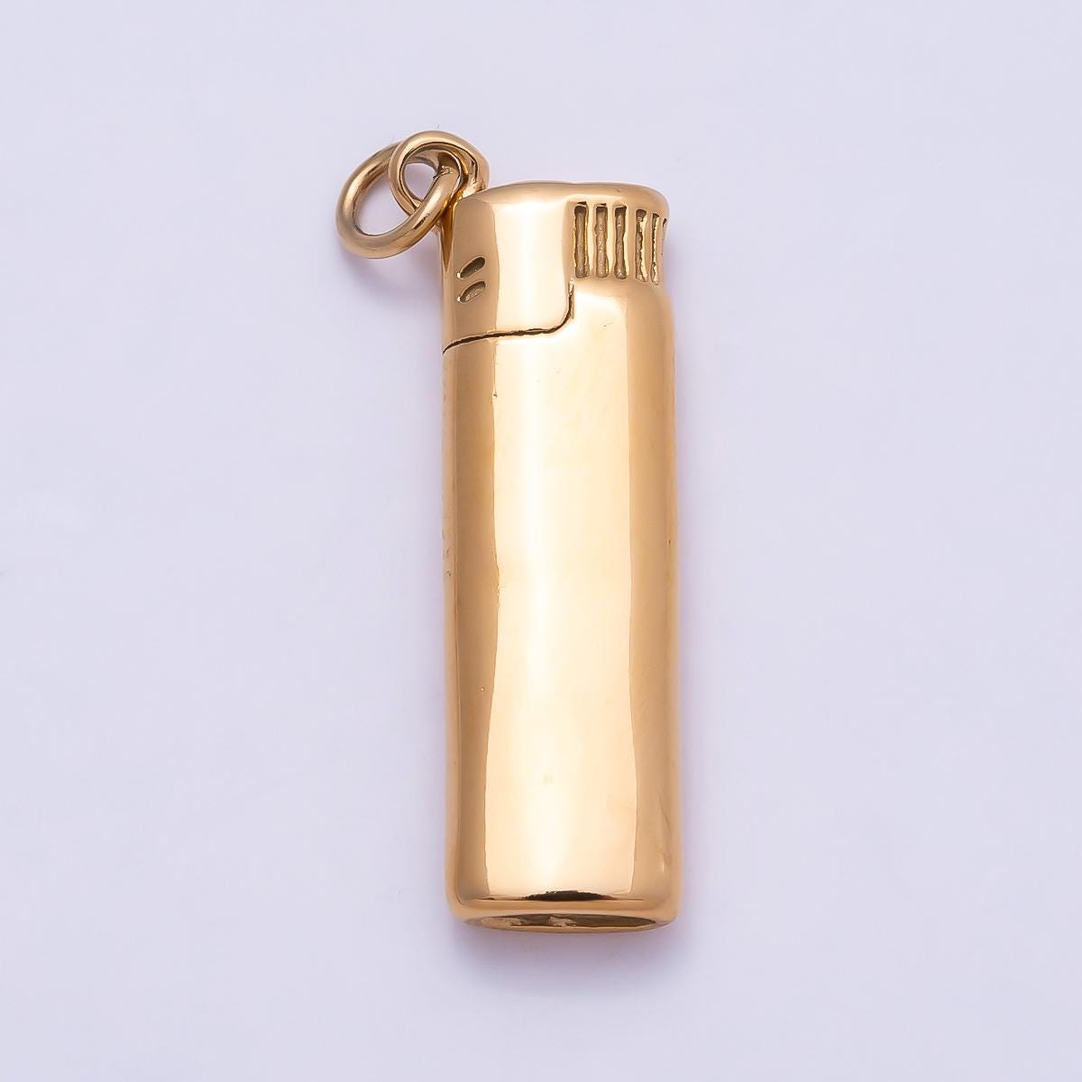 PVD Gold Stainless Steel 23mm Miniature Classic Gas Lighter Charm 3D Spark Pendant DIY Jewelry Making Supply custom Necklace | Charms-01016
