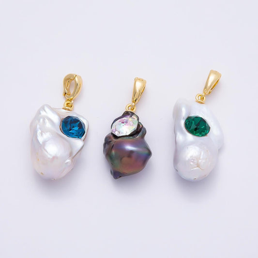 Baroque Pearl Pendant Necklace, Statement Pearl Charm, Irregular Freshwater Pearl Pendant, Gemstone Pearl Jewelry Gift for Women Charms-940