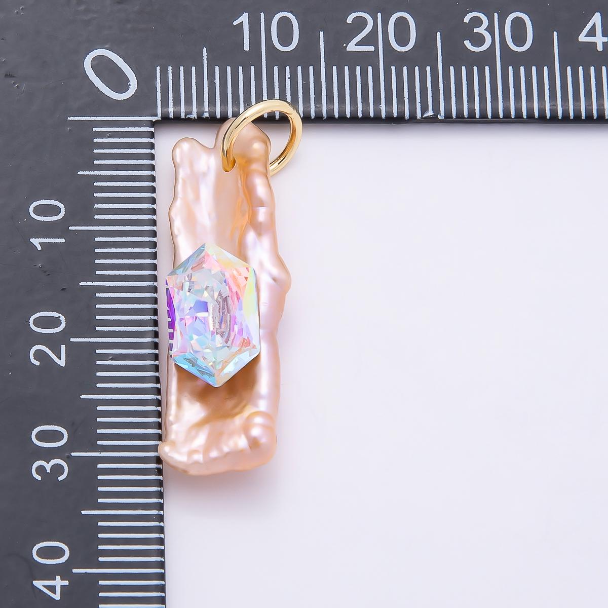 Irregular Baroque Pearl Pendant Necklace, Crystal Pearl Charm Necklace, Keshi Pearl Jewelry, Iridescent Pearl Pendant, Statement Necklace