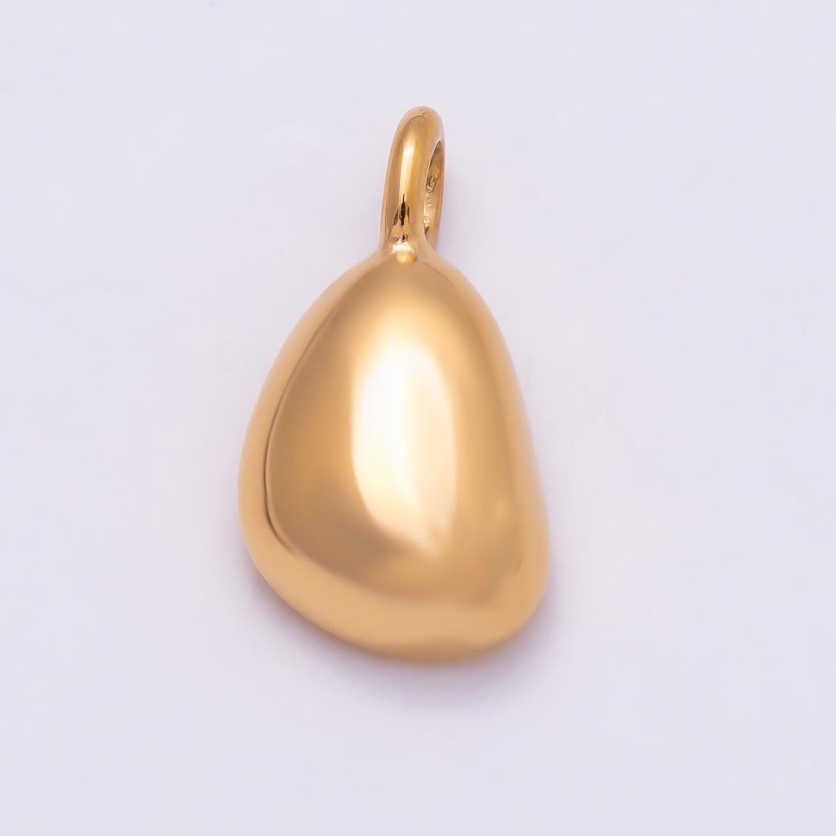 PVD Gold Stainless Steel 21mm Molten Geometric Pendant Puffy Pebble Water Drop Shape DIY Supply for custom Necklace | Charms-01020