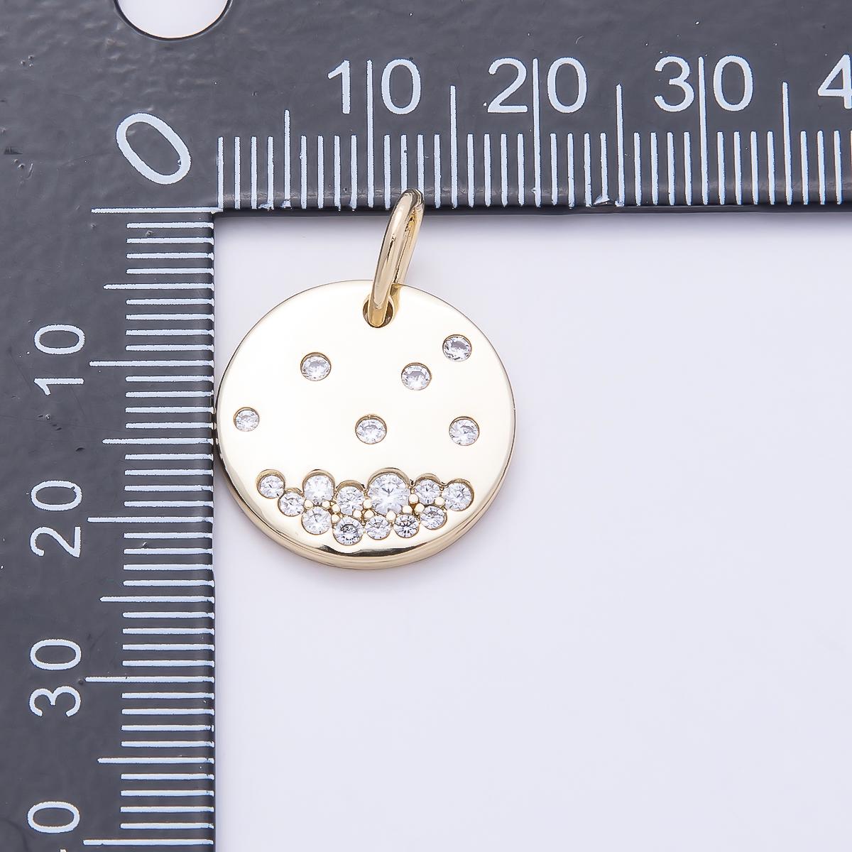 14K Gold Filled 18mm Clear CZ Dotted Round Pendant Constellation Scattered Crystal Medal DIY Jewelry Supply Necklace | Charms-01053