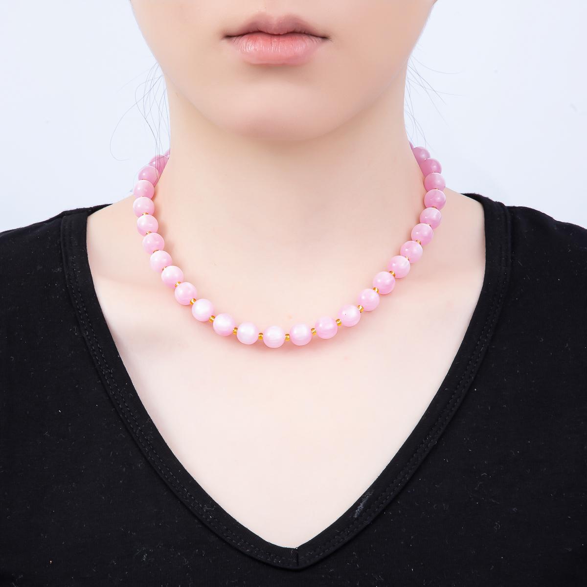 Stainless Steel 10mm Colorful Round Beaded Geometric Resin 16 Inch Necklace w. Extender Jewelry Accessory | WA-04523