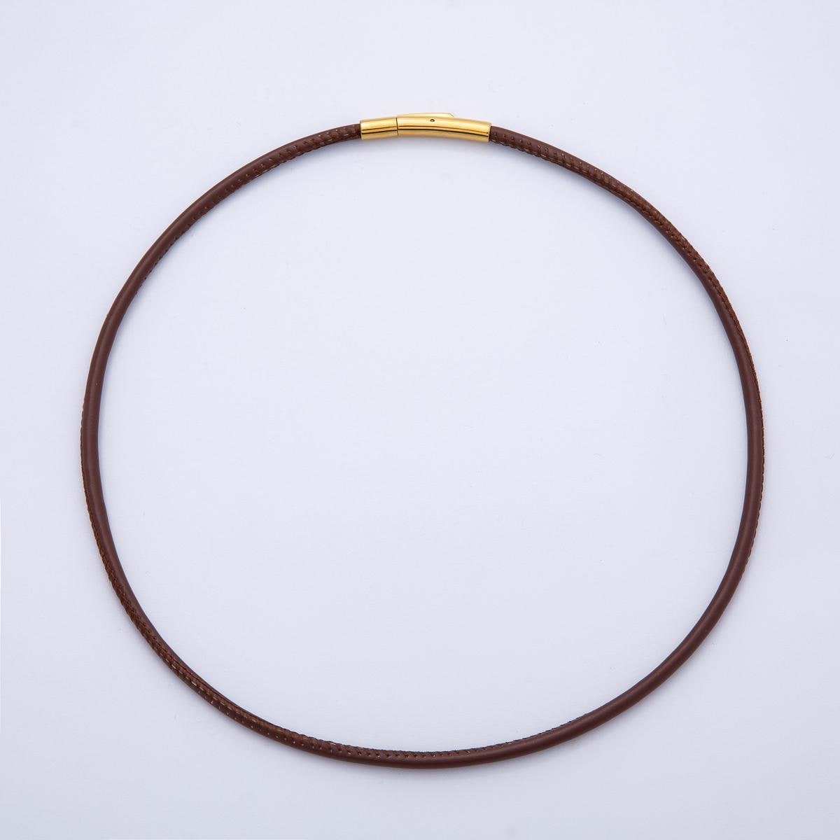18K Gold Filled 4mm Black, Brown, Red, Blue Fall Faux Leather Cord 19 Inch Necklace Trendy Fashion Accessory | WA-3853
