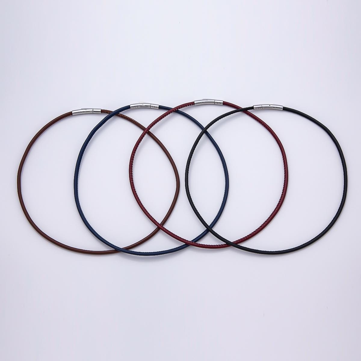 18K Gold Filled 4mm Black, Brown, Red, Blue Fall Faux Leather Cord 19 Inch Necklace Trendy Fashion Accessory | WA-3853