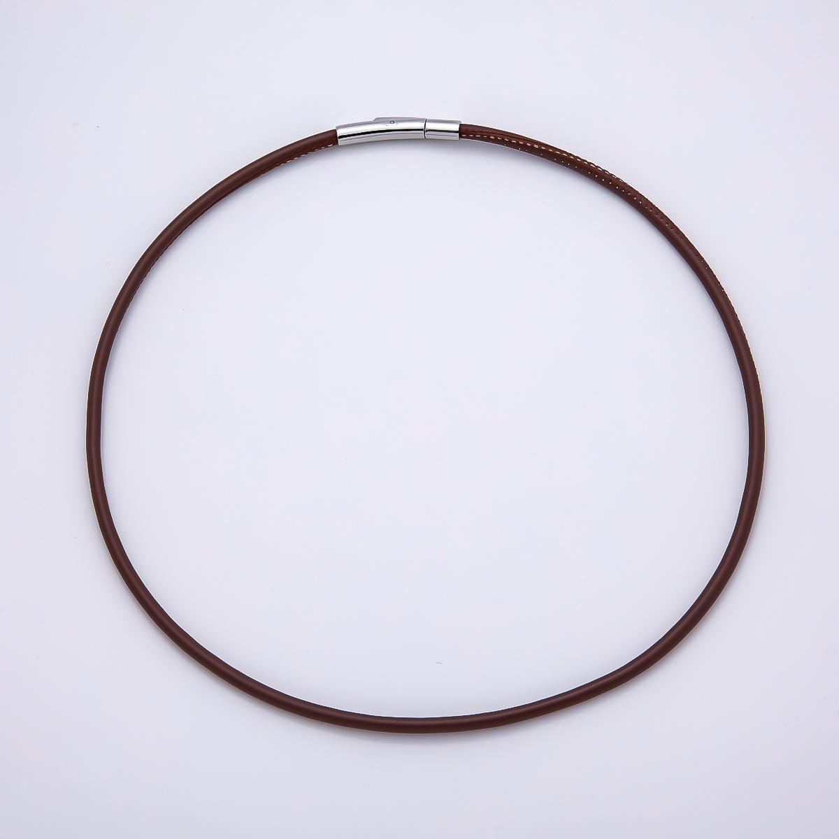 18K Gold Filled 4mm Black, Brown, Red, Blue Fall Faux Leather Cord 19 Inch Necklace Trendy Fashion Accessory | WA-3853