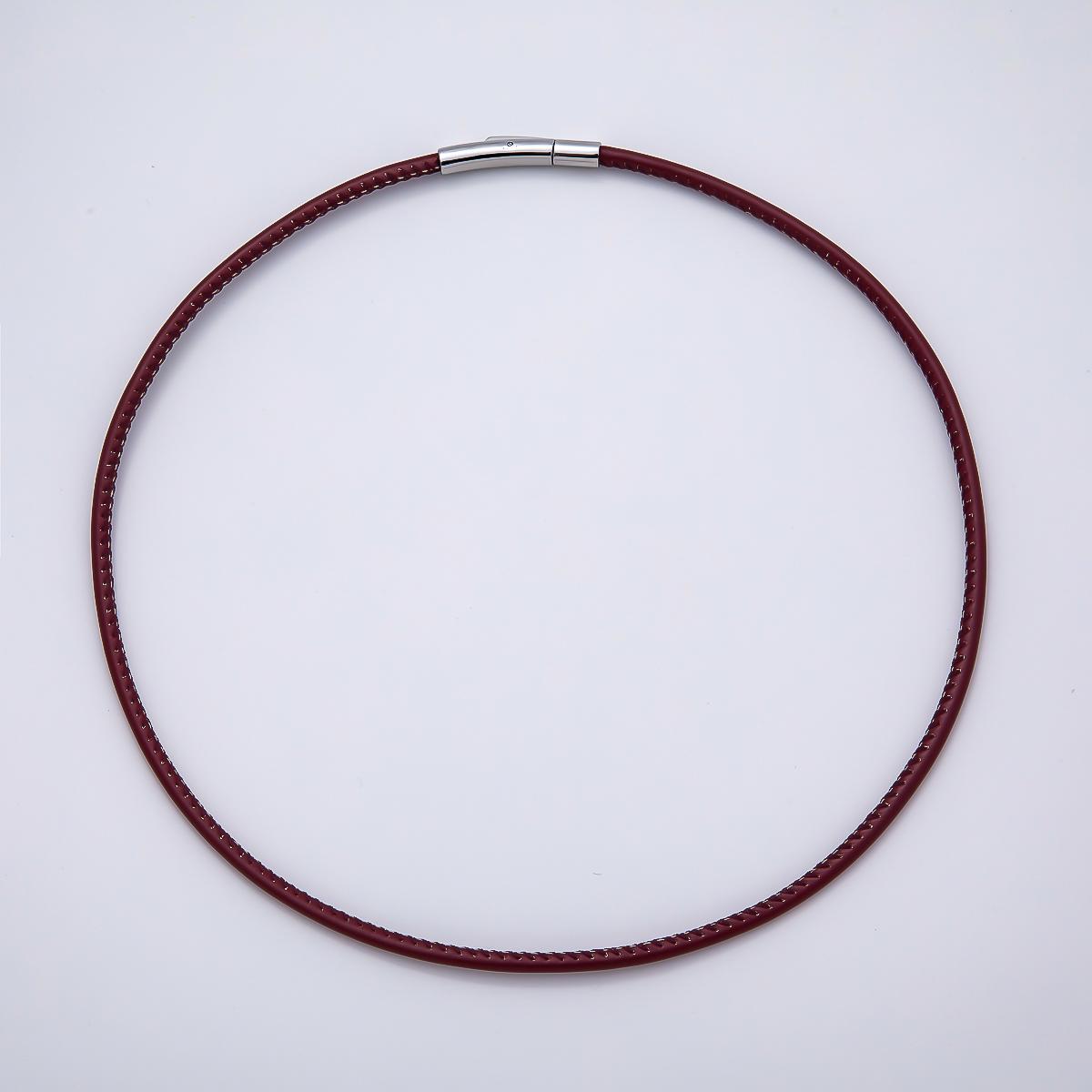 18K Gold Filled 4mm Black, Brown, Red, Blue Fall Faux Leather Cord 19 Inch Necklace Trendy Fashion Accessory | WA-3853