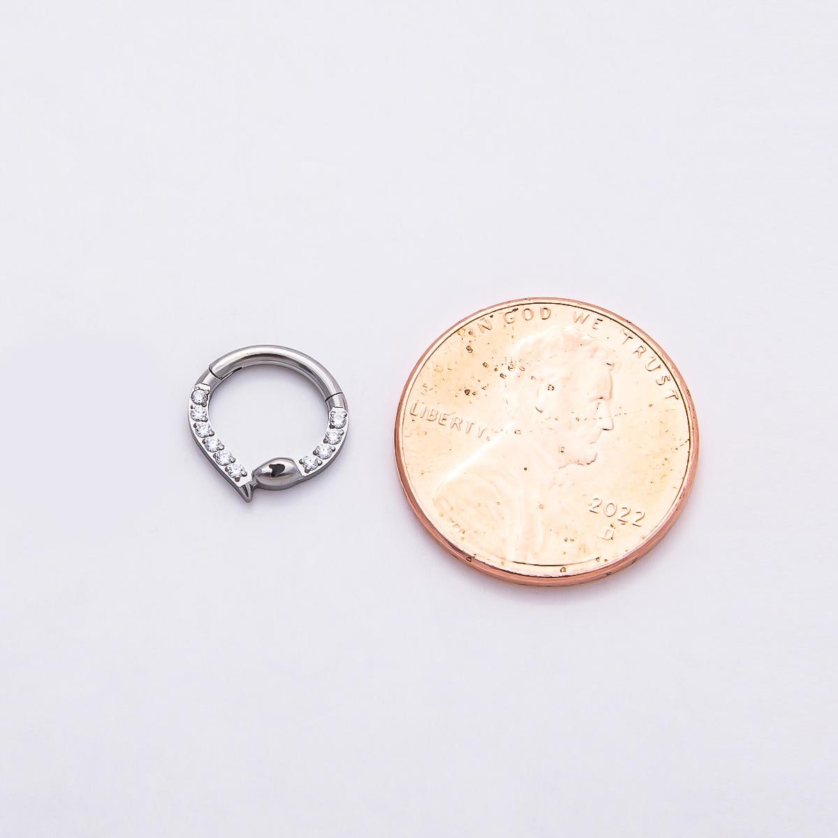 Stainless Steel 10mm Micro Paved CZ Snake Pull Gate Round Finding in Gold & Silver Serpent Charm Holder Jewelry Connector | Findings-00190
